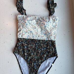 Summersalt x Rifle Paper Co size 4 Menagerie Ruffle Oasis one-piece swimsuit